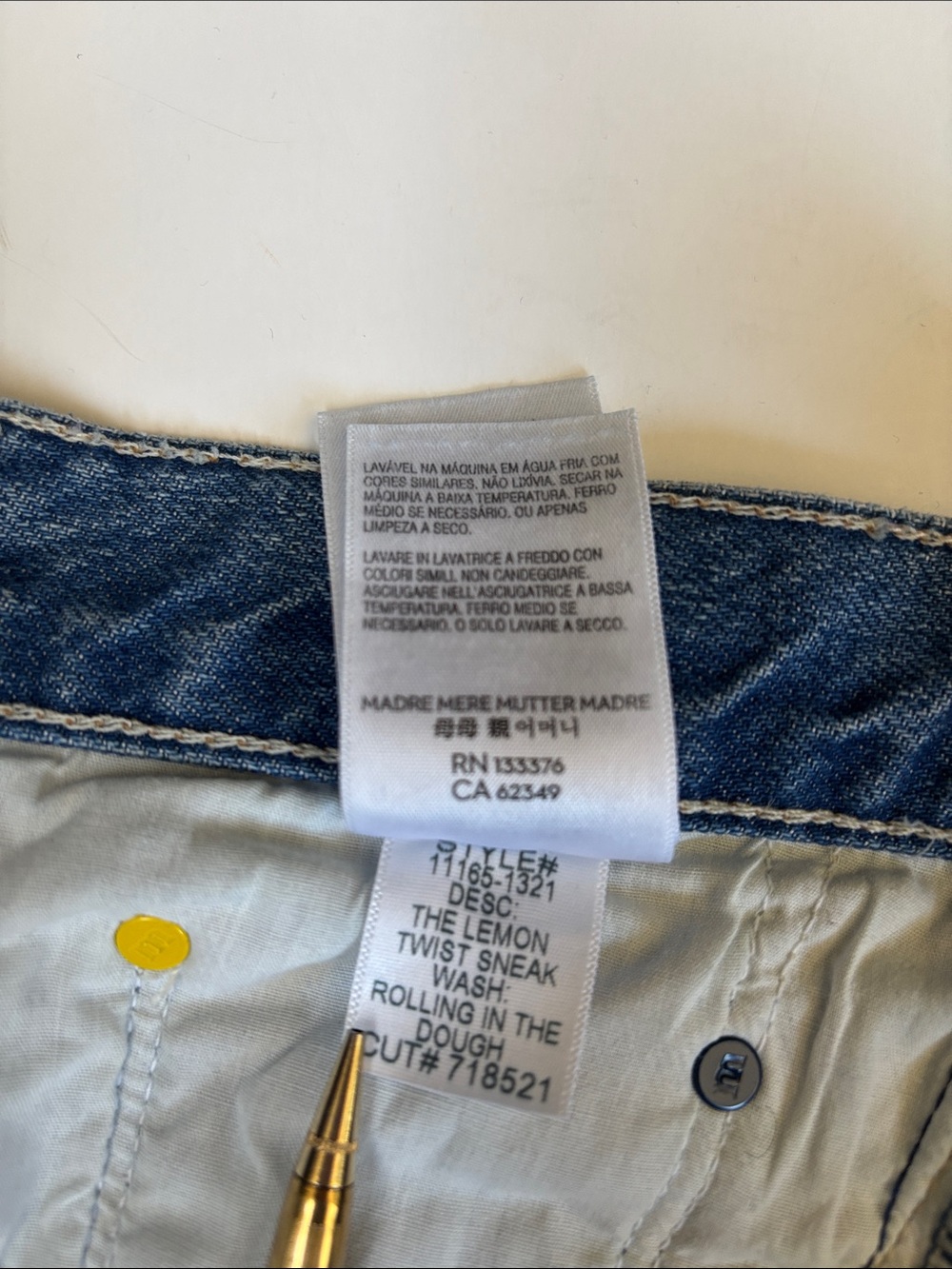 Mother Snacks Lemon Twist Sneak Jeans Blue Rolling In The Dough Women’s Size 27 - Picture 5 of 16